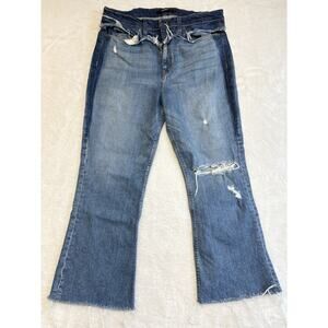 HUDSON Holly Sz 31 Flare High-Rise Flare Bootcut Jeans Mixed Media Western Boho